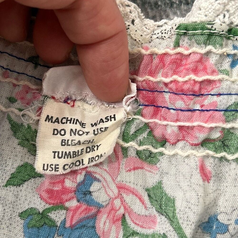 Vintage Youngland Dress Mini Square neck dainty Floral Short Sleeve Feminine M - Picture 4 of 16